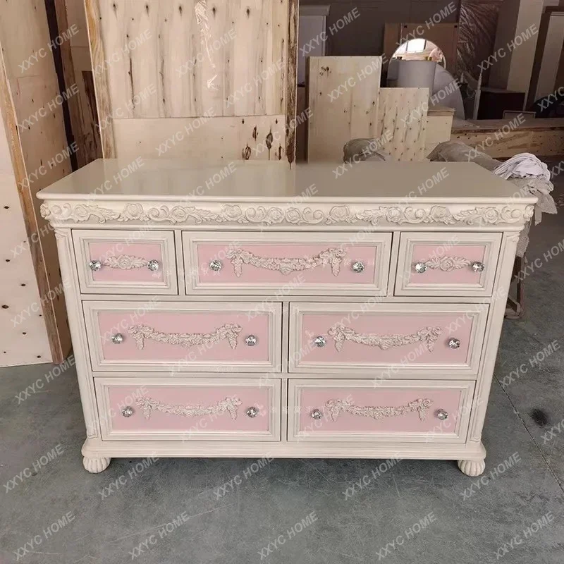 Q Pink Carved Chest of Drawers Vintage Bedroom Storage Solid Wood 7 Bucket Storage Chest of Drawers
Q Pink Carved Chest of Drawers Vintage Bedroom Storage Solid Wood 7 Bucket Storage Chest of Drawers