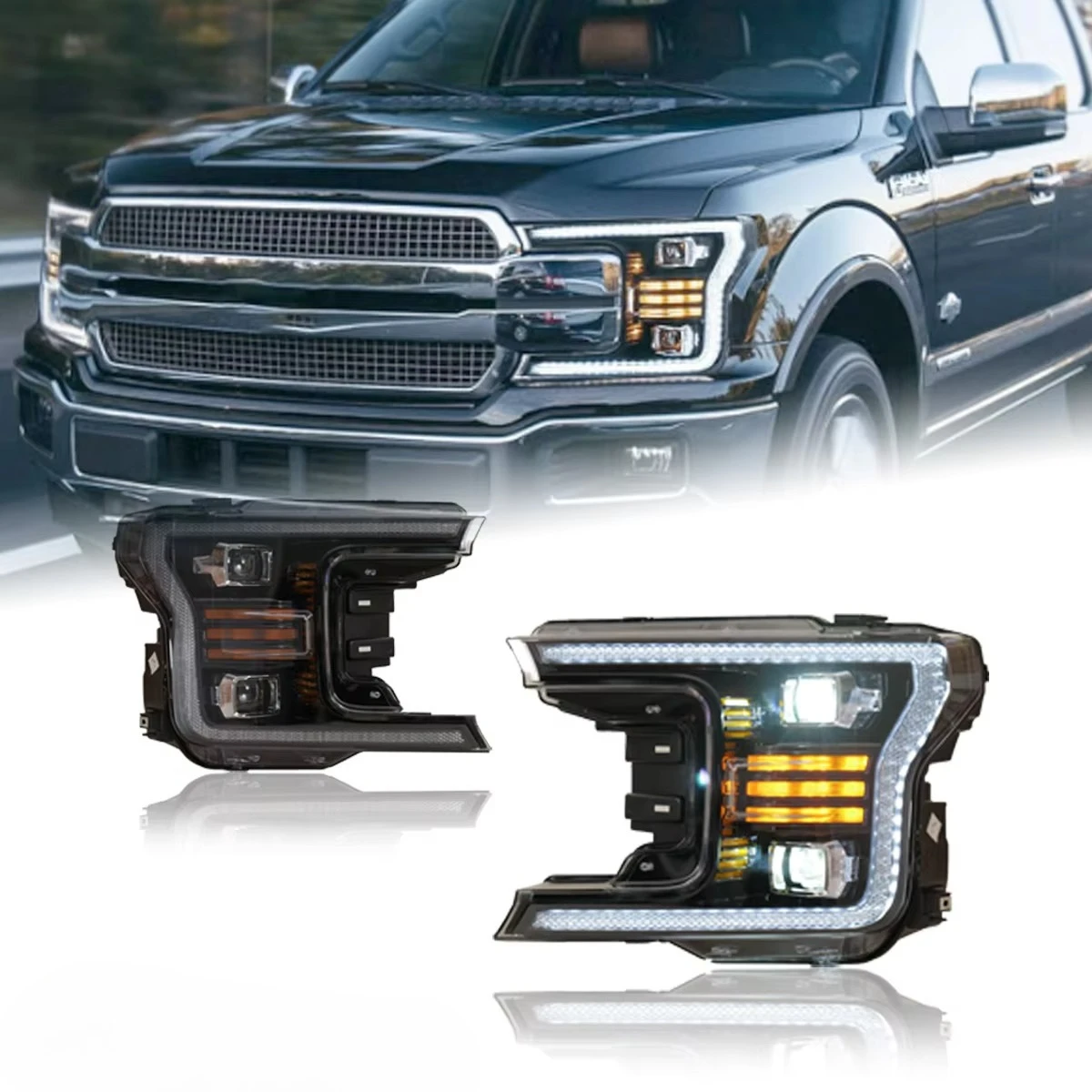 Автомобильный светильник, архаичный полностью светодиодный налобный фонарь, фара 13-го поколения с DRL + фары дальнего ближнего света для Ford F150 2017-2020
Автомобильный светильник, архаичный полностью светодиодный налобный фонарь, фара 13-го поколения с DRL + фары дальнего ближнего света для Ford F150 2017-2020