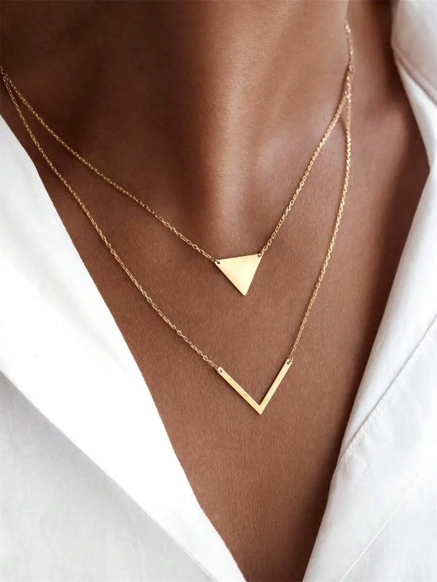 1pc Minimalistic Elegant Geometric Triangle V Pendant Necklace, Women's Fashion Choker Necklace, Delicate & Premium, Suitable Fo
1pc Minimalistic Elegant Geometric Triangle V Pendant Necklace, Women's Fashion Choker Necklace, Delicate & Premium, Suitable Fo