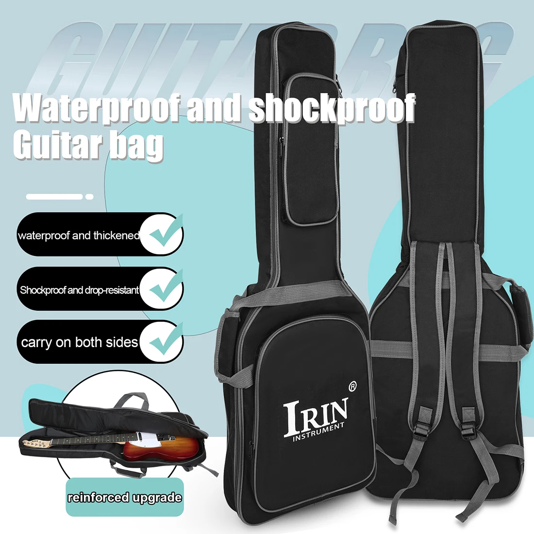 IRIN 38/39 дюймов ткань Оксфорд Pad 10 мм хлопок утолщение двойные ремни электрогитара электробас чехол водонепроницаемый рюкзак
IRIN 38/39 дюймов ткань Оксфорд Pad 10 мм хлопок утолщение двойные ремни электрогитара электробас чехол водонепроницаемый рюкзак