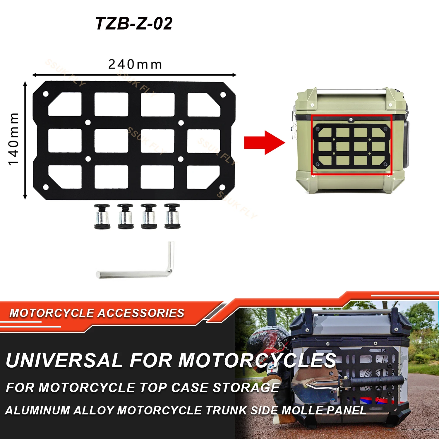 Motorcycle Molle Panel For Trunk Storage Stainless Steel Waterproof Tactical Universal Top Case Organizer Modular Storage
Motorcycle Molle Panel For Trunk Storage Stainless Steel Waterproof Tactical Universal Top Case Organizer Modular Storage