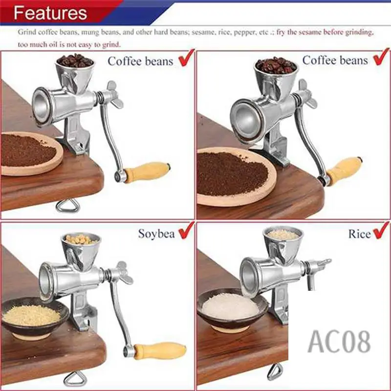 Manual Grain Grinder Hand Crank Grain Mill Stainless Steel Home Kitchen Grinding Tool For Coffee Corn Rice Soybean-AC08
Manual Grain Grinder Hand Crank Grain Mill Stainless Steel Home Kitchen Grinding Tool For Coffee Corn Rice Soybean-AC08