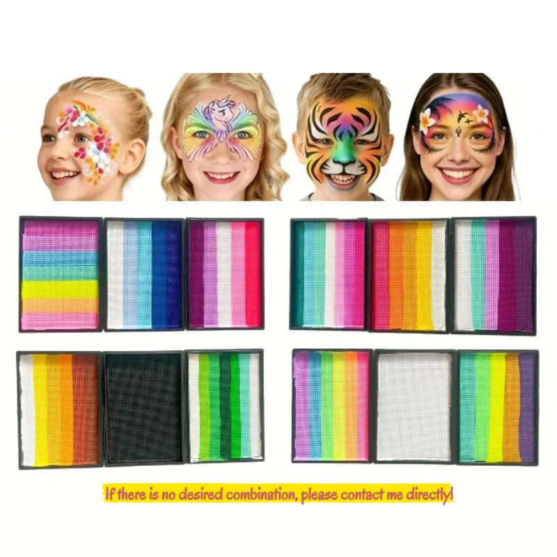 Три набора по 50 г: водорастворимая палитра радужных цветов для лица и тела, для праздничного макияжа, легко смывается
Три набора по 50 г: водорастворимая палитра радужных цветов для лица и тела, для праздничного макияжа, легко смывается