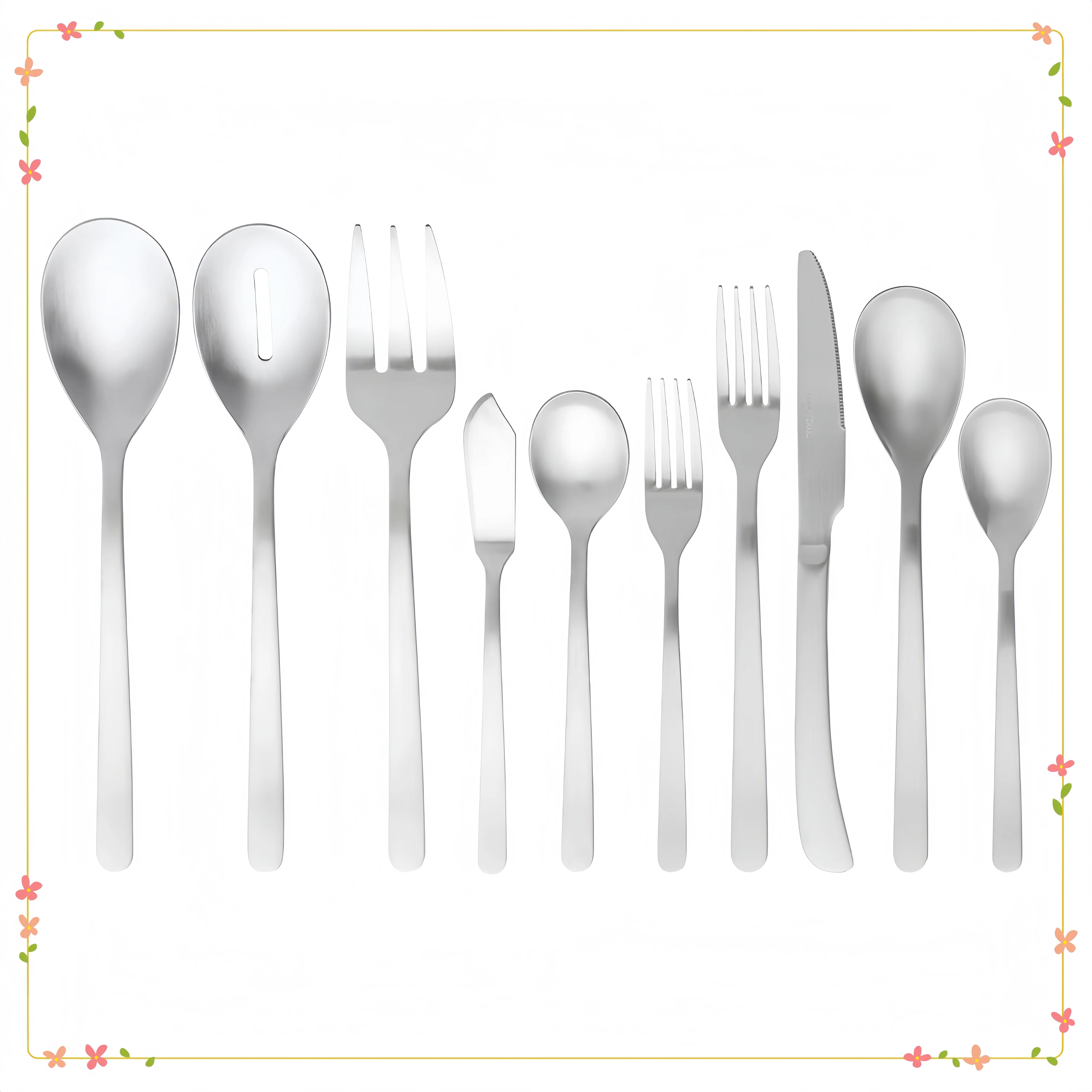 55-Piece Stainless Steel Flatware Set, Service for 10 with Polished Finish, Dishwasher Safe Dining Cutlery Set
55-Piece Stainless Steel Flatware Set, Service for 10 with Polished Finish, Dishwasher Safe Dining Cutlery Set