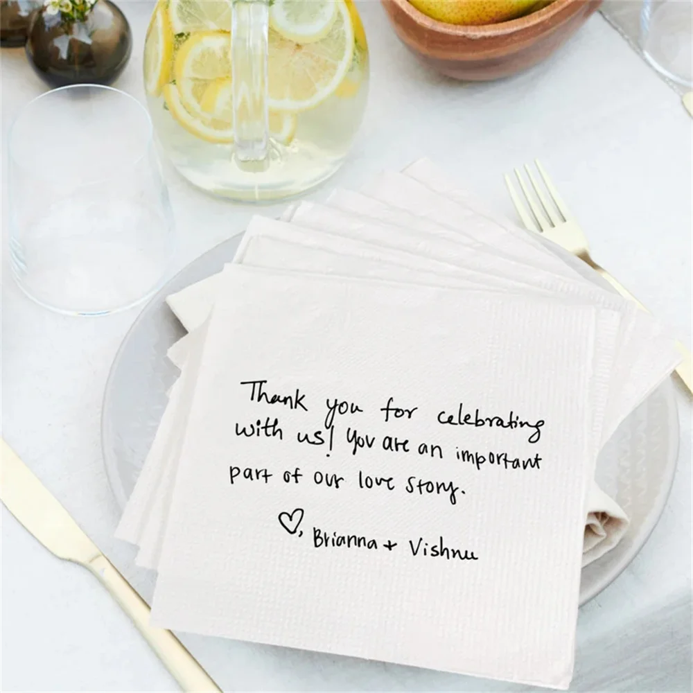 50pcs Custom Your Handwriting Napkins, Personalized Handwritten Note Paper Napkins Printed Wedding Cocktail Napkins Custom Love
50pcs Custom Your Handwriting Napkins, Personalized Handwritten Note Paper Napkins Printed Wedding Cocktail Napkins Custom Love