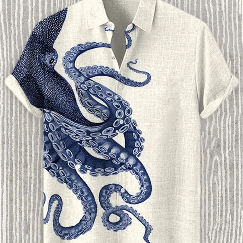 Men's Octopus Print Hawaiian Shirt Short Sleeved Linen Lapel Button High-Quality Fashionable Streetwear for Social Occasions
Men's Octopus Print Hawaiian Shirt Short Sleeved Linen Lapel Button High-Quality Fashionable Streetwear for Social Occasions