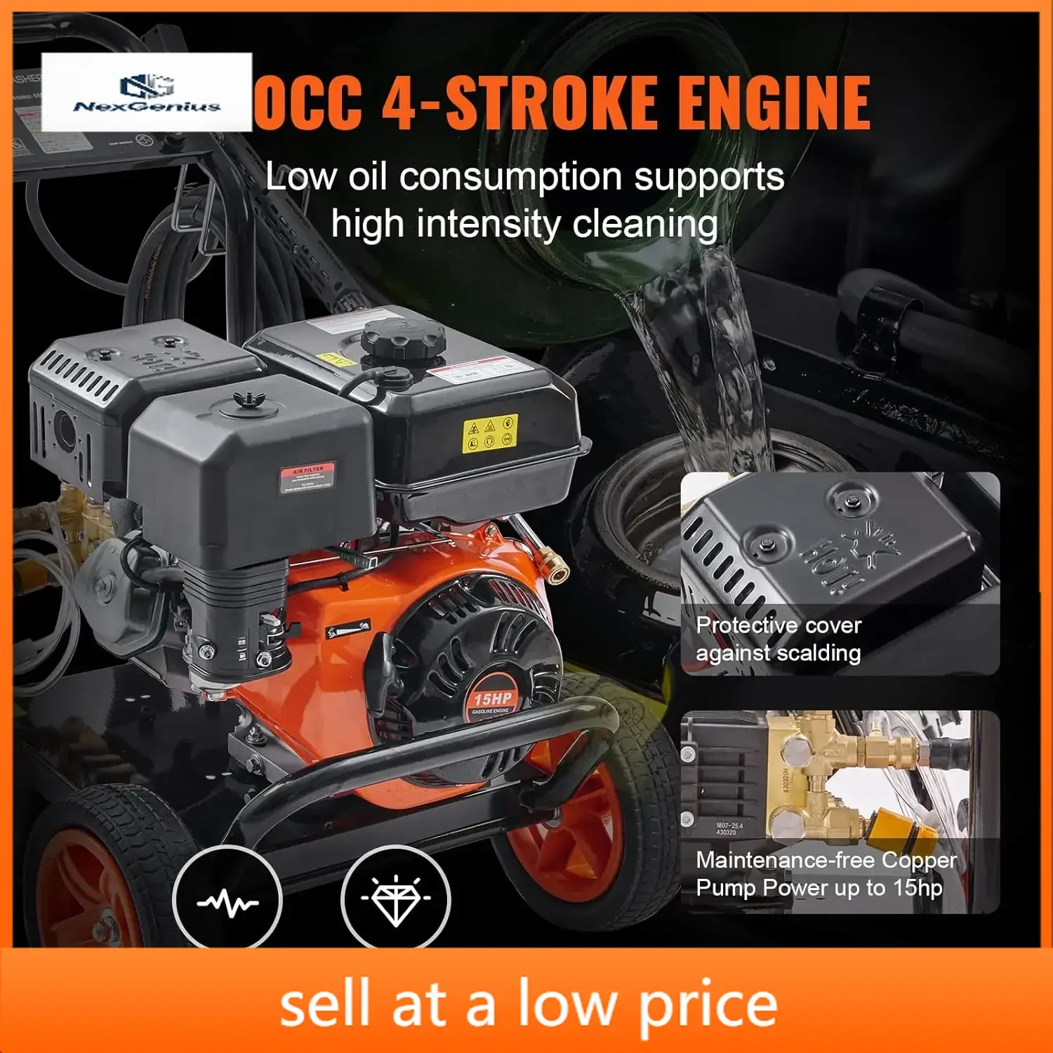 Gas Pressure Washer, 4400 PSI 4.0 GPM, Gas Powered Pressure Washer with Copper Pump
Gas Pressure Washer, 4400 PSI 4.0 GPM, Gas Powered Pressure Washer with Copper Pump