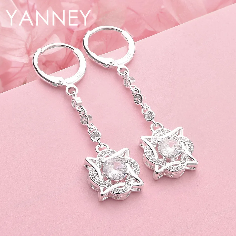 Изысканные серьги из стерлингового серебра 925 пробы с цирконием для женщин, модные свадебные аксессуары, ювелирные подарки
Изысканные серьги из стерлингового серебра 925 пробы с цирконием для женщин, модные свадебные аксессуары, ювелирные подарки