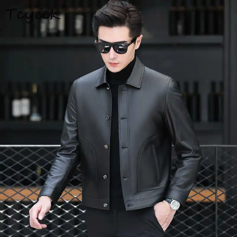 Tcyeek Real Leather Jacket Men Autumn Clothes Single-breasted Sheepskin Mens Coats Chic Male Leather Coat 2026 Jaqueta De Couro
Tcyeek Real Leather Jacket Men Autumn Clothes Single-breasted Sheepskin Mens Coats Chic Male Leather Coat 2026 Jaqueta De Couro