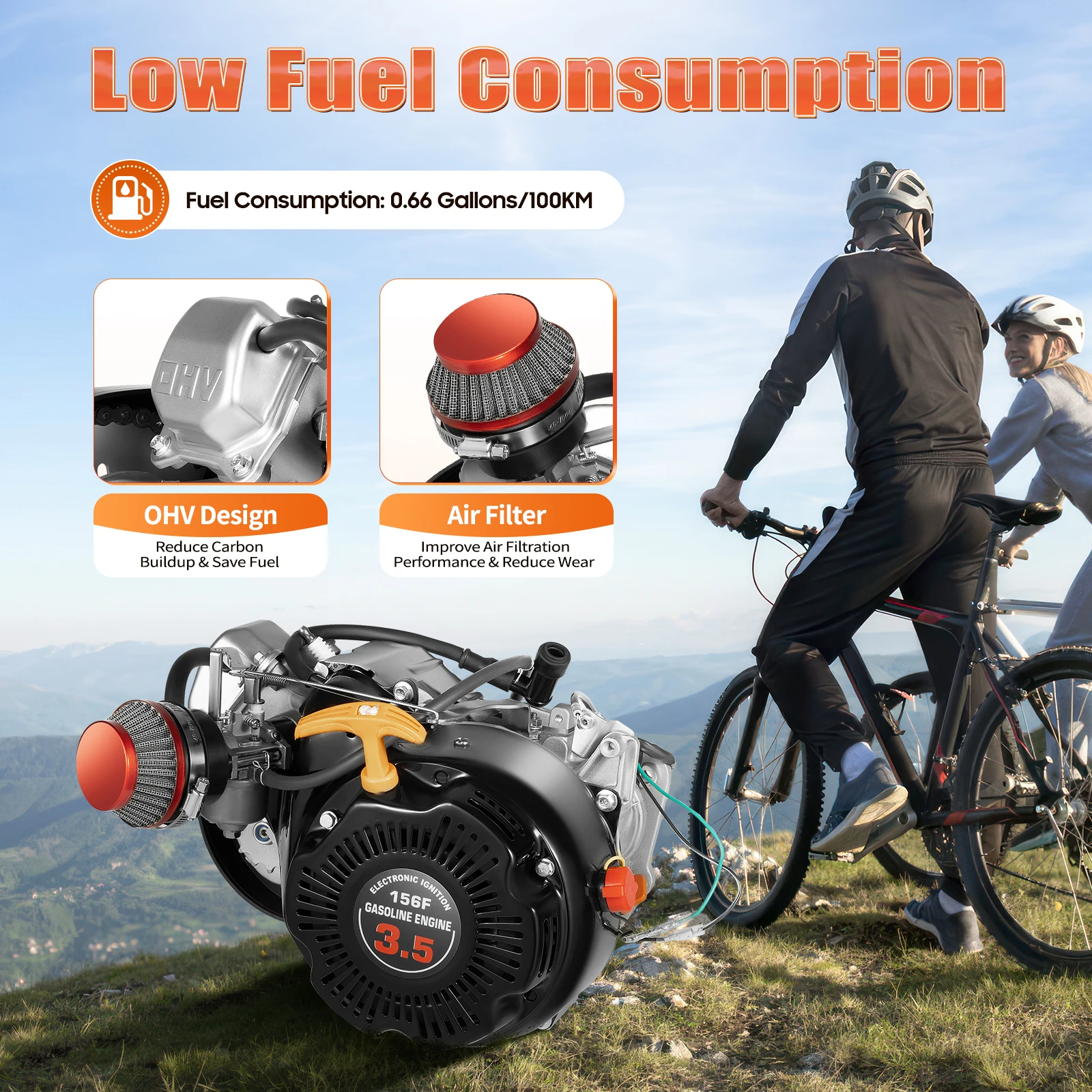 100cc 3.5HP Bicycle Engine Kit Set 4 Stroke Gas Motorized Motor Bike Modified Engine EZ-156F Recoil Start
100cc 3.5HP Bicycle Engine Kit Set 4 Stroke Gas Motorized Motor Bike Modified Engine EZ-156F Recoil Start