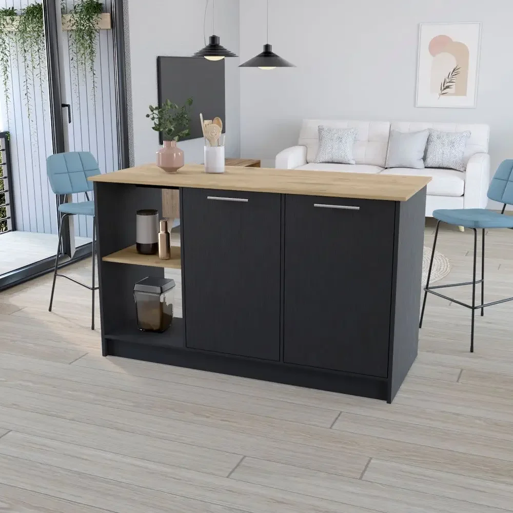 Kitchen Island , Kitchens, Black / Macadamia,59" W X 25.1" D Countertop, Kitchen Islands
Kitchen Island , Kitchens, Black / Macadamia,59" W X 25.1" D Countertop, Kitchen Islands