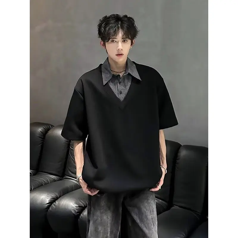 Loose irt Men's ort Sve Design Sense Summer Casual Wear Polyester Fabric Versatile f Sve Top for Couples
Loose irt Men's ort Sve Design Sense Summer Casual Wear Polyester Fabric Versatile f Sve Top for Couples