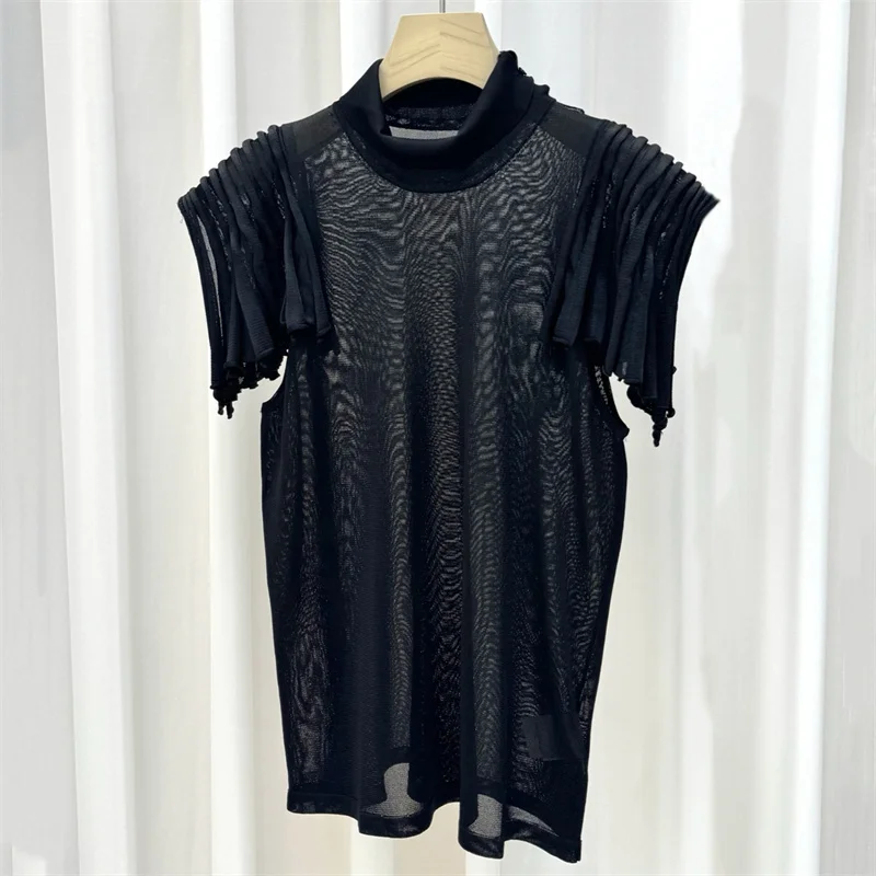 women's t-shirt New elastic slim fit half high neck short sleeved top for summer 2026 Half transparent women's corset pullover
women's t-shirt New elastic slim fit half high neck short sleeved top for summer 2026 Half transparent women's corset pullover