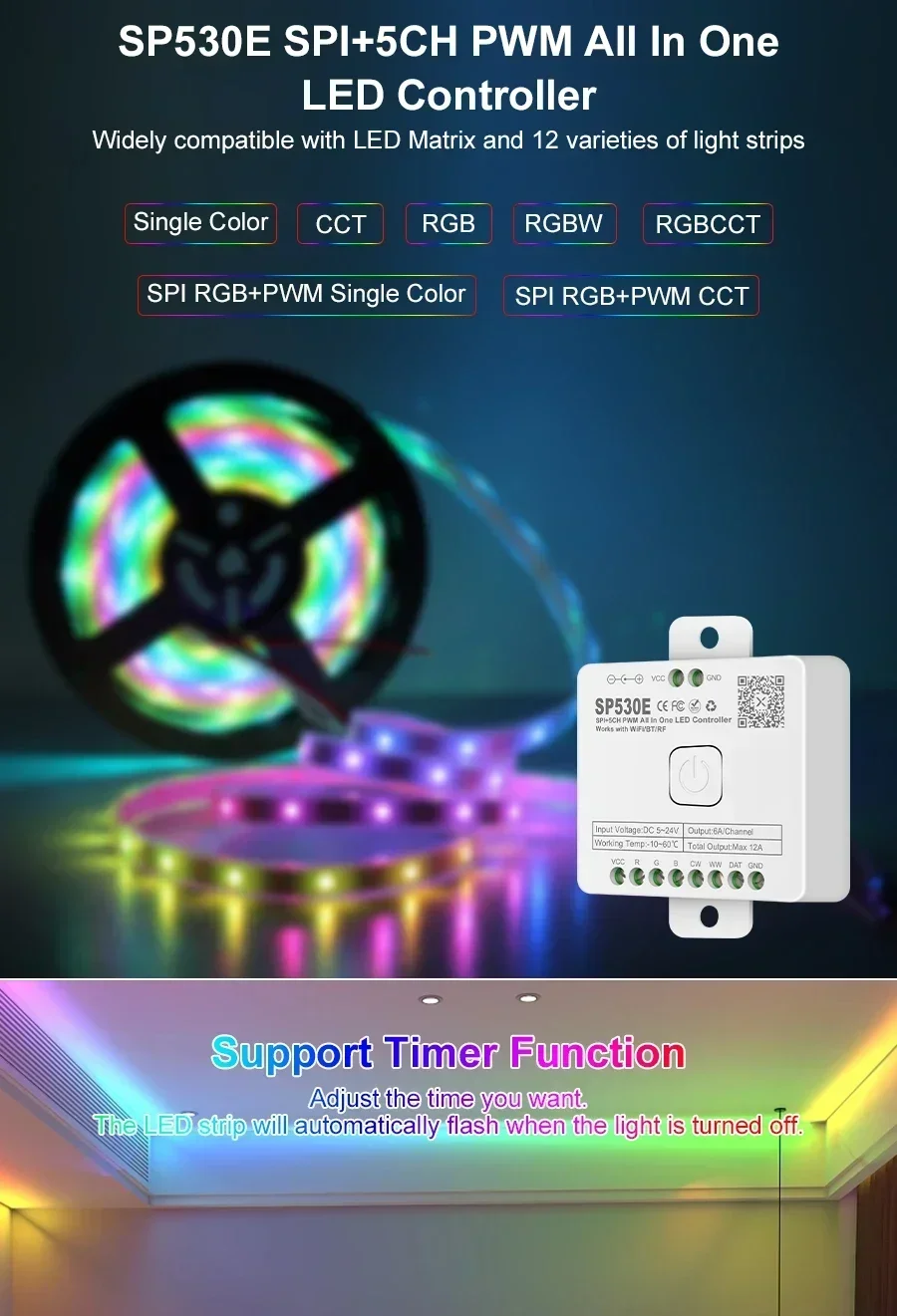 Все в одном светодиодный контроллер SP530E Wi-Fi Alexa Google Home BT SP630E 5CH PWM SPI Pixels Светодиодная лента WS2812 SK6812 WS2811 FCOB
Все в одном светодиодный контроллер SP530E Wi-Fi Alexa Google Home BT SP630E 5CH PWM SPI Pixels Светодиодная лента WS2812 SK6812 WS2811 FCOB