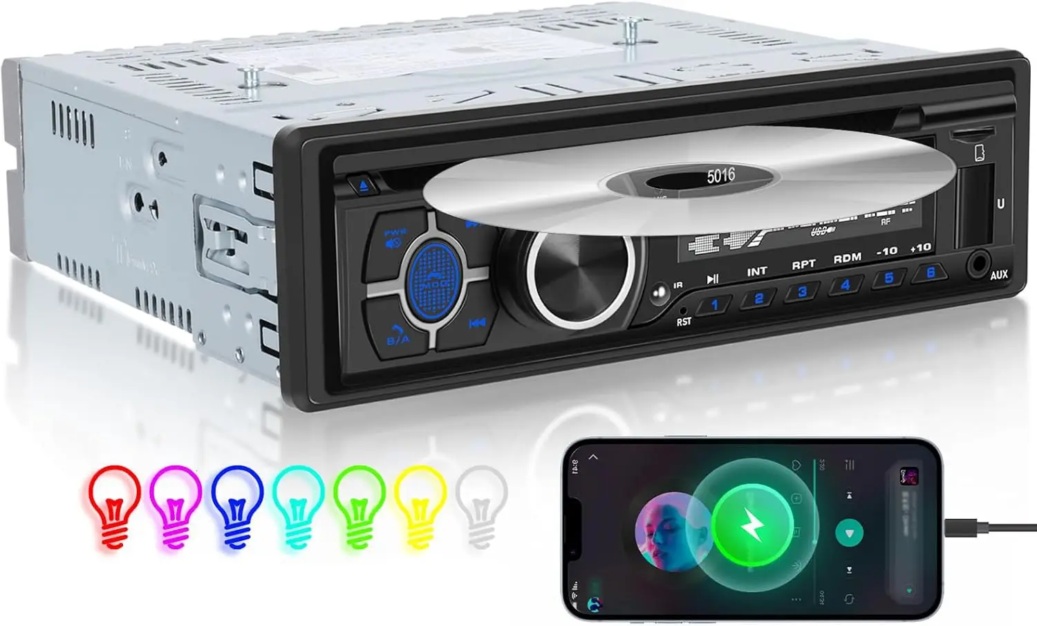 Single Din Car Stereo with DVD Player MP3 Car Radio CD Player with Bluetooth FM Receiver, USB/AUX/TF Card
Single Din Car Stereo with DVD Player MP3 Car Radio CD Player with Bluetooth FM Receiver, USB/AUX/TF Card