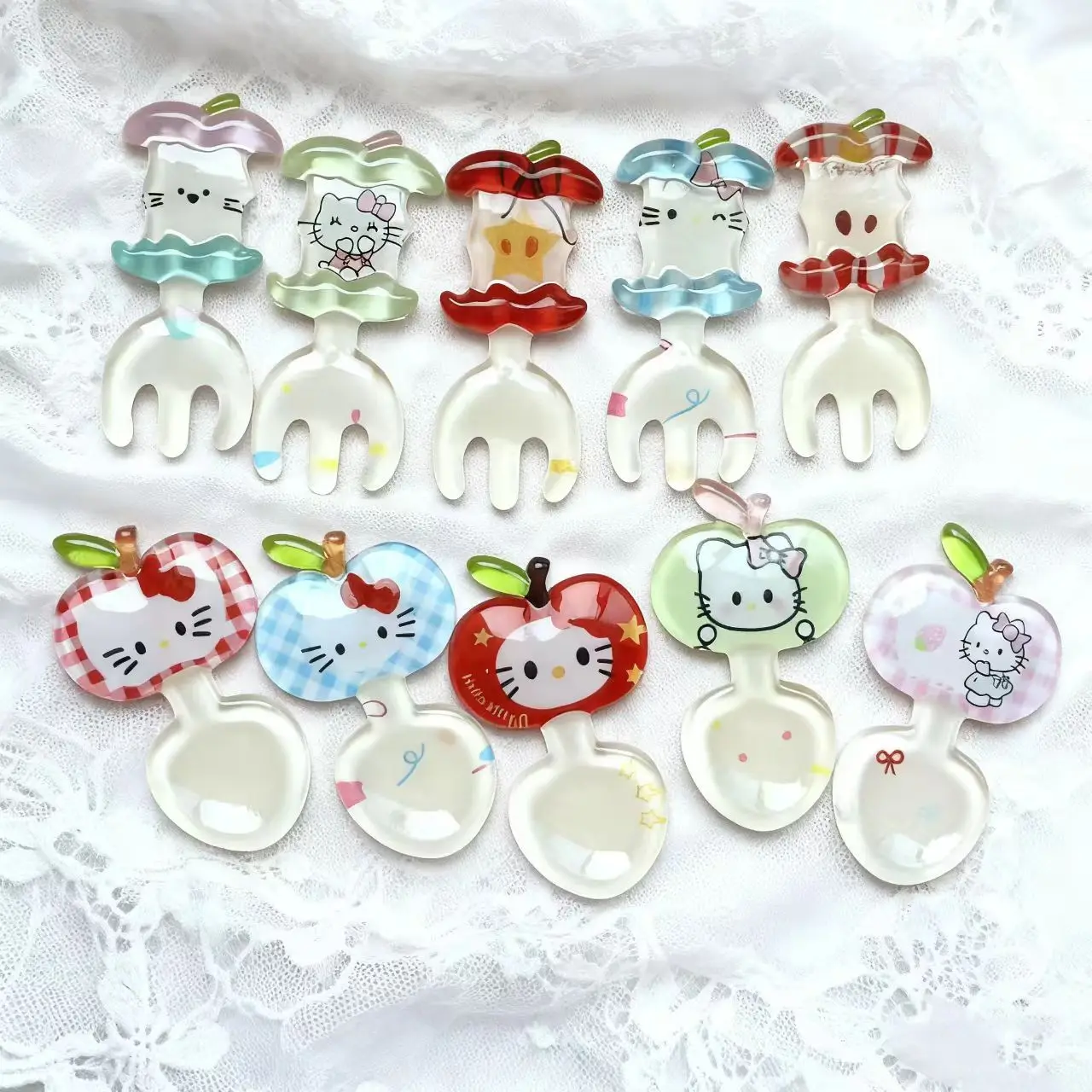 10/100PCS Kawaii Transparent Apple‑Shaped Spoon Fork Cabochons Cute Cartoon DIY Craft Supplies for Hair Clips Summer Ornaments
10/100PCS Kawaii Transparent Apple‑Shaped Spoon Fork Cabochons Cute Cartoon DIY Craft Supplies for Hair Clips Summer Ornaments