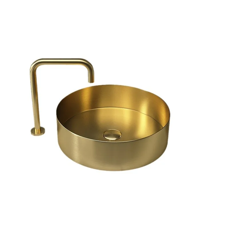 Light luxury stainless steel round table basin household bathroom golden hand wash
Light luxury stainless steel round table basin household bathroom golden hand wash