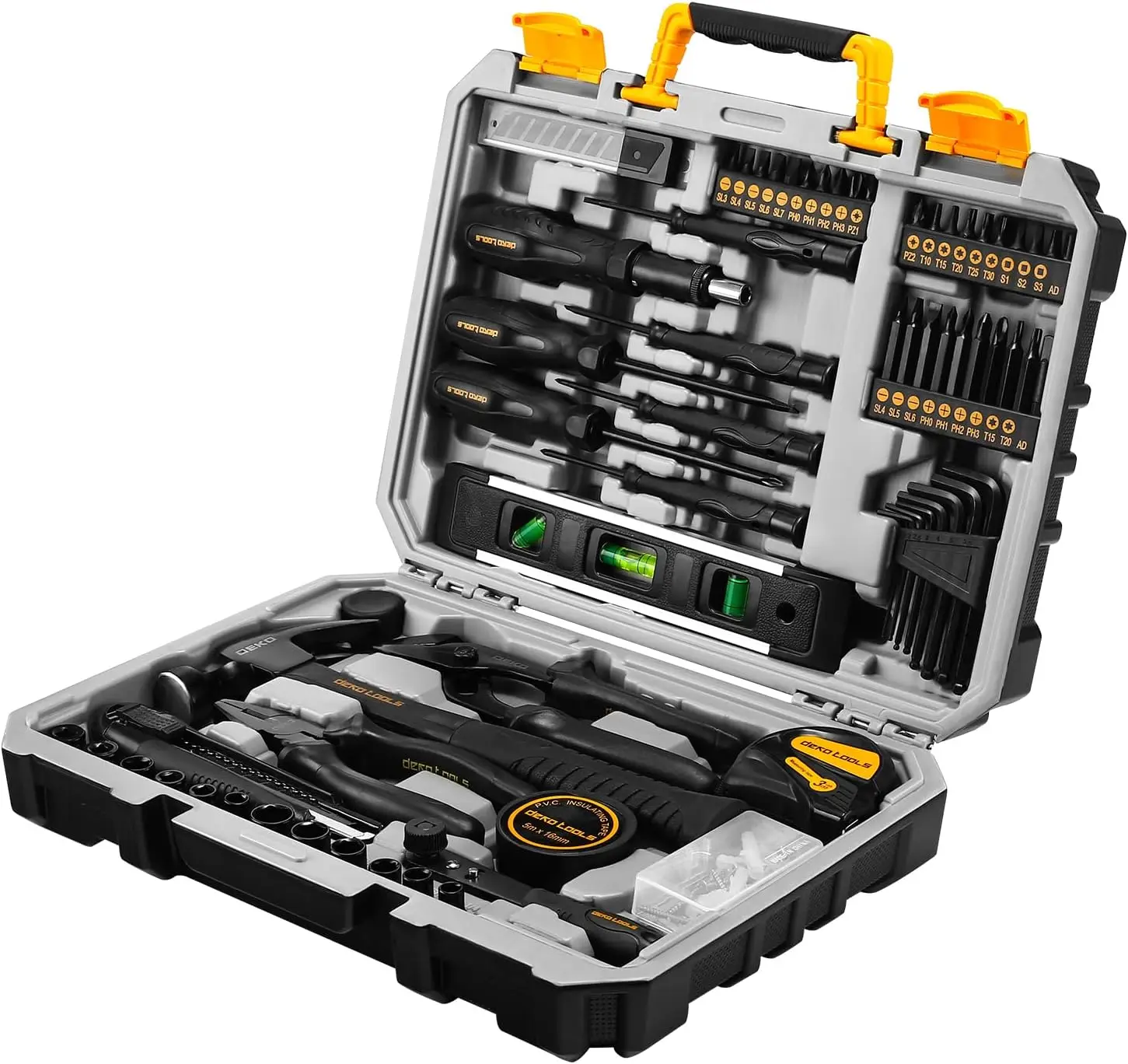 150-Piece General Household Hand Tool Kit with Plastic Toolbox for DIY Projects and Home Maintenance
150-Piece General Household Hand Tool Kit with Plastic Toolbox for DIY Projects and Home Maintenance