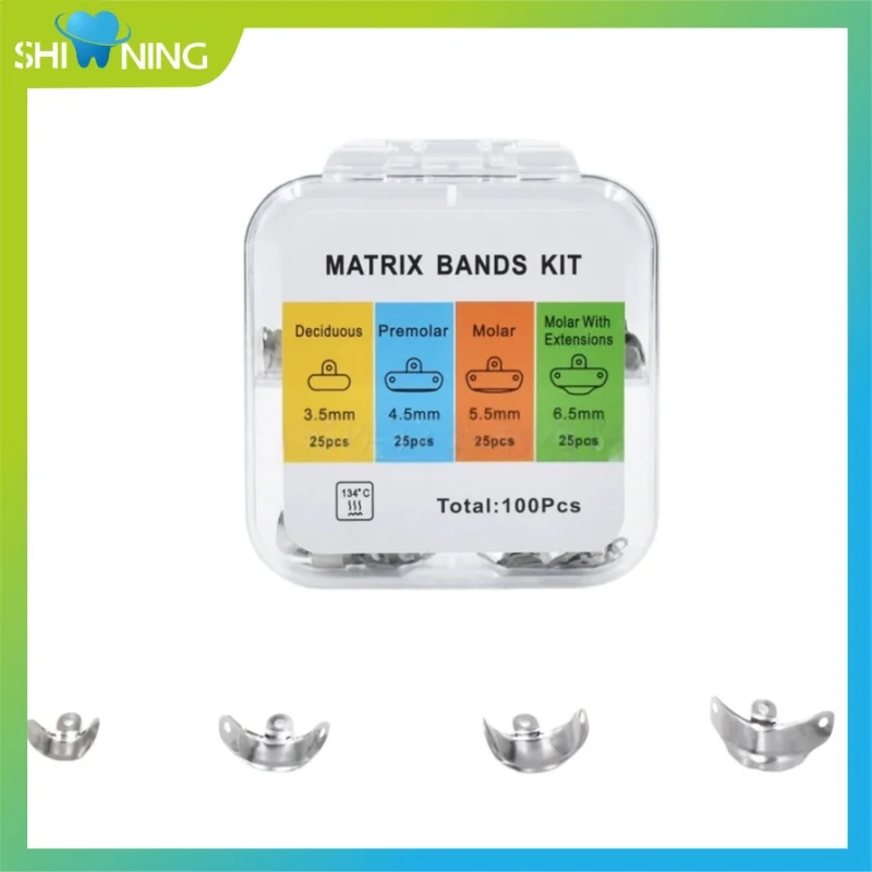 100Pcs/Box Dental Matrix Bands Set Sectional Contoured Metal Matrices Bands for Teeth Replacement Dentistry Tools M4
100Pcs/Box Dental Matrix Bands Set Sectional Contoured Metal Matrices Bands for Teeth Replacement Dentistry Tools M4