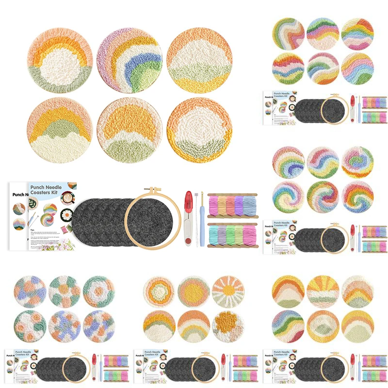 GATYZTORY 6 Set Embroidery Kit Punch Needle Coaster Set Beginner Art Craft Punch Needle Supplies Tufted Coasters For Adult
GATYZTORY 6 Set Embroidery Kit Punch Needle Coaster Set Beginner Art Craft Punch Needle Supplies Tufted Coasters For Adult