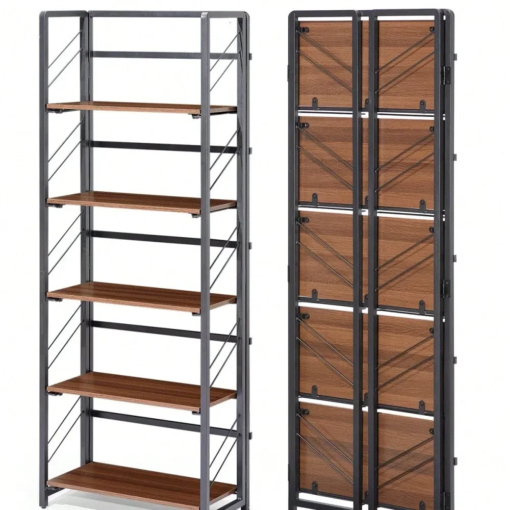NoAssembly Bookcase,4Tier 5 Tier Folding Bookshelf, Vintage Storage Shelves,Standing Racks Display Organizer For Home,Office
NoAssembly Bookcase,4Tier 5 Tier Folding Bookshelf, Vintage Storage Shelves,Standing Racks Display Organizer For Home,Office
