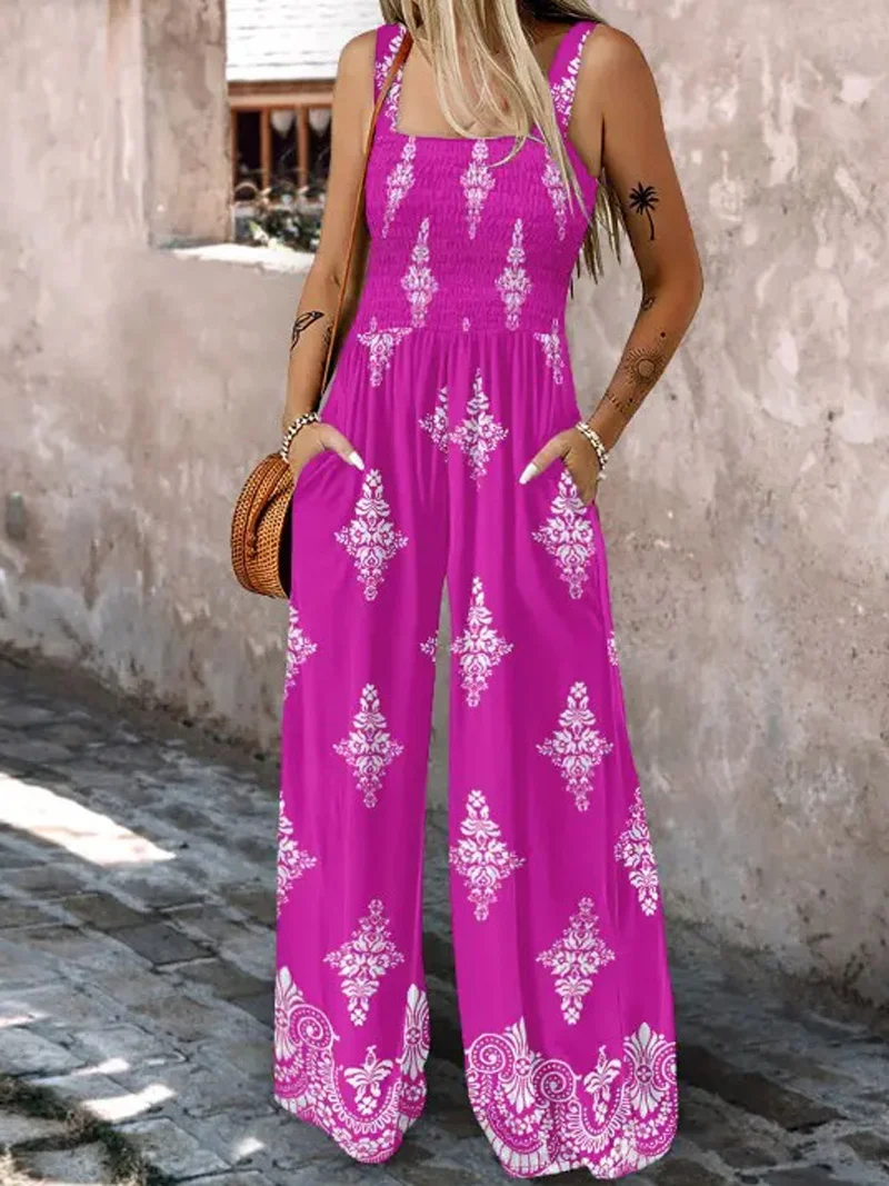 2025 Summer Female Jumpsuits with Pockets Fashion Printing Wide Legs High Waist Women's Rompers Sleeveless Strap Pants Trousers
2025 Summer Female Jumpsuits with Pockets Fashion Printing Wide Legs High Waist Women's Rompers Sleeveless Strap Pants Trousers