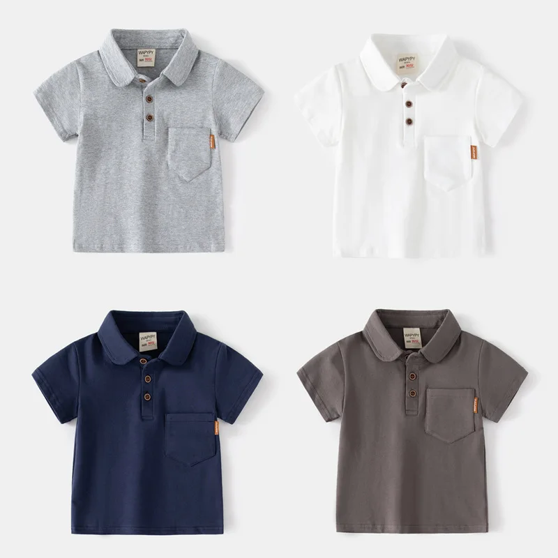 Boy's Short SleeveTT-shirt2024New Children's Solid ColorpoloBaby's Summer Shirt Pocket Label Fashion Polo Collar
Boy's Short SleeveTT-shirt2024New Children's Solid ColorpoloBaby's Summer Shirt Pocket Label Fashion Polo Collar