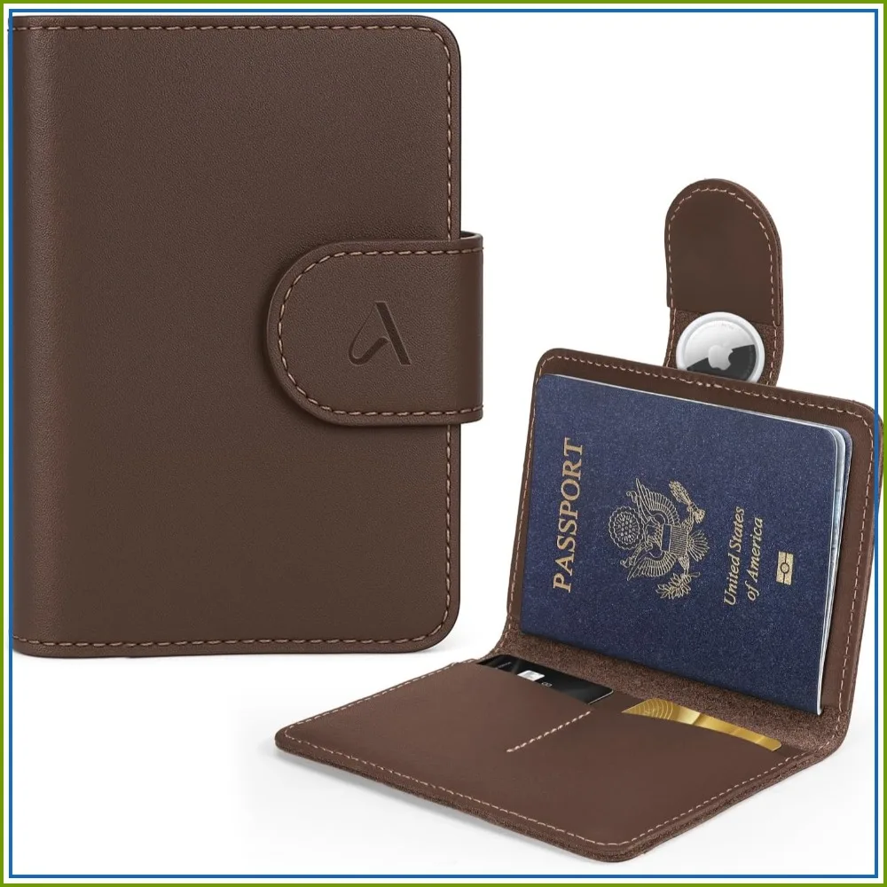 Genuine Leather Passport Holder with AirTag Hidden, RFID Travel Wallet for Airport Essentials, Coffee Brown
Genuine Leather Passport Holder with AirTag Hidden, RFID Travel Wallet for Airport Essentials, Coffee Brown