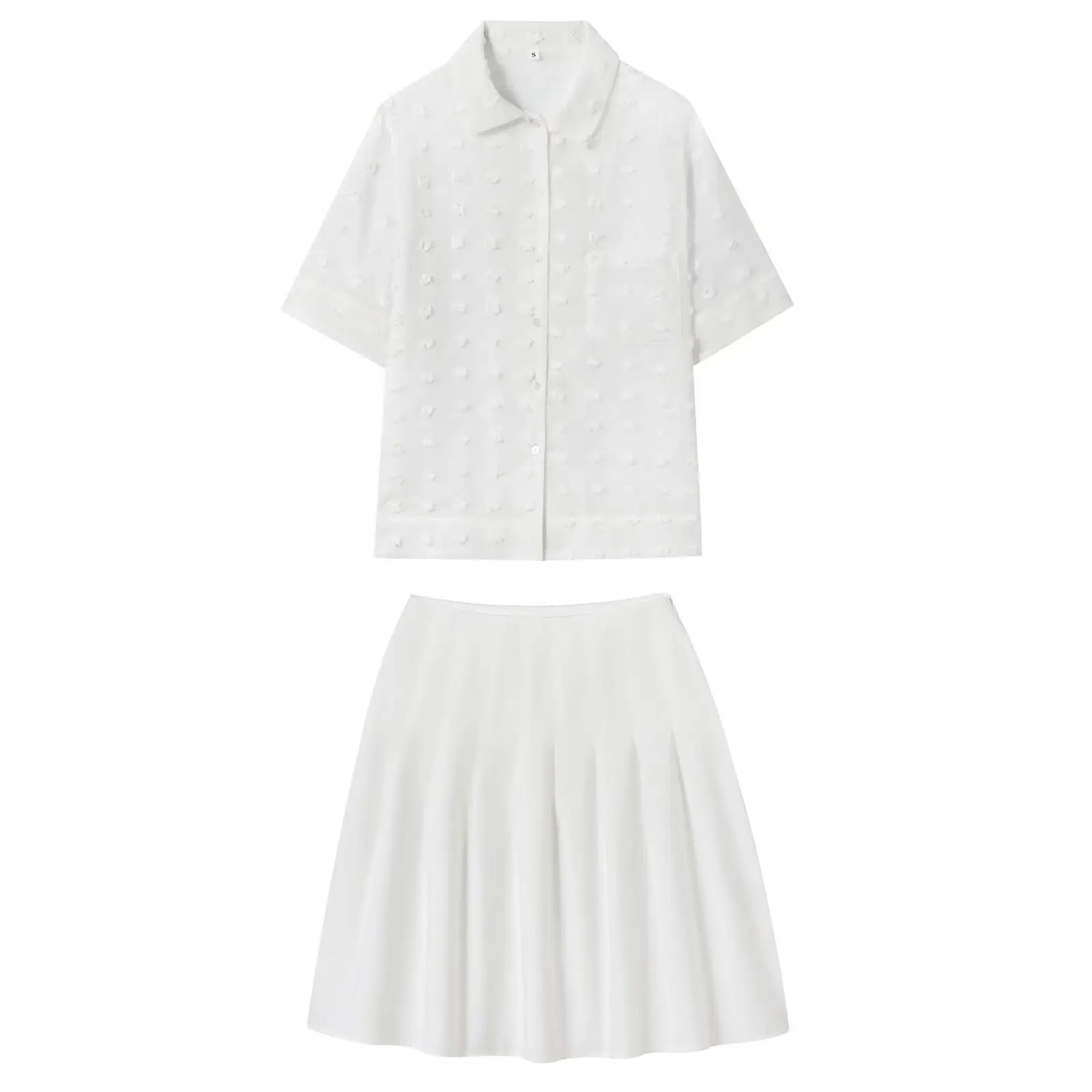 White Dot Embroidery Pocket Blouse 2 Piece Set Women Long Sleeve Turndown Collar Shirts Simple Casual Fashion A-line Skirts Sets
White Dot Embroidery Pocket Blouse 2 Piece Set Women Long Sleeve Turndown Collar Shirts Simple Casual Fashion A-line Skirts Sets