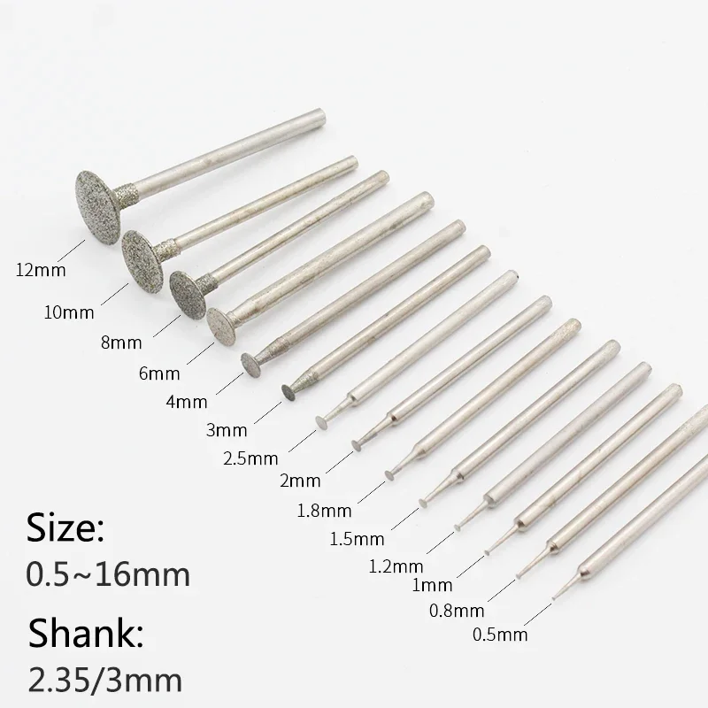 1-10pcs 0.5~16mm H-Needle Bowl Shape Electroplated Diamond Head 2.35/3 Shank Burr Grinding Engraving Bit for Dremel Rotary Tool
1-10pcs 0.5~16mm H-Needle Bowl Shape Electroplated Diamond Head 2.35/3 Shank Burr Grinding Engraving Bit for Dremel Rotary Tool