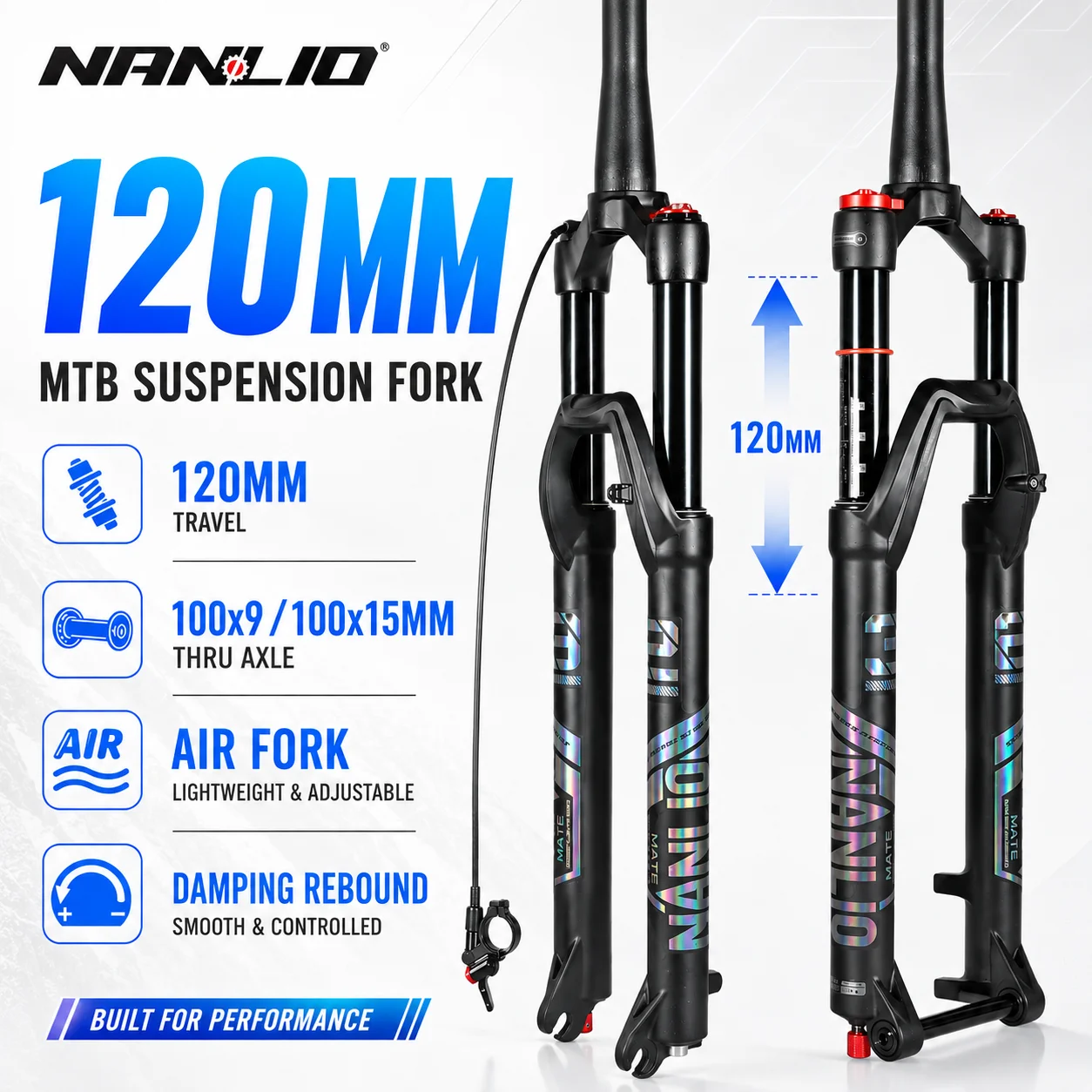 Nanlio MATE MTB Air Suspension Fork 26 27.5 29 Inch 120MM Travel Bike Front Fork Manual Remote Lock Rebound 100x9 100x15MM
Nanlio MATE MTB Air Suspension Fork 26 27.5 29 Inch 120MM Travel Bike Front Fork Manual Remote Lock Rebound 100x9 100x15MM
