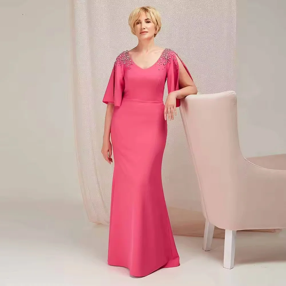 Customized Vintage Mother of the Bride Dresses Jersey Mermaid/Trumpet Party Dresses Rose Pink V-neck Crystals Split Long Dress
Customized Vintage Mother of the Bride Dresses Jersey Mermaid/Trumpet Party Dresses Rose Pink V-neck Crystals Split Long Dress