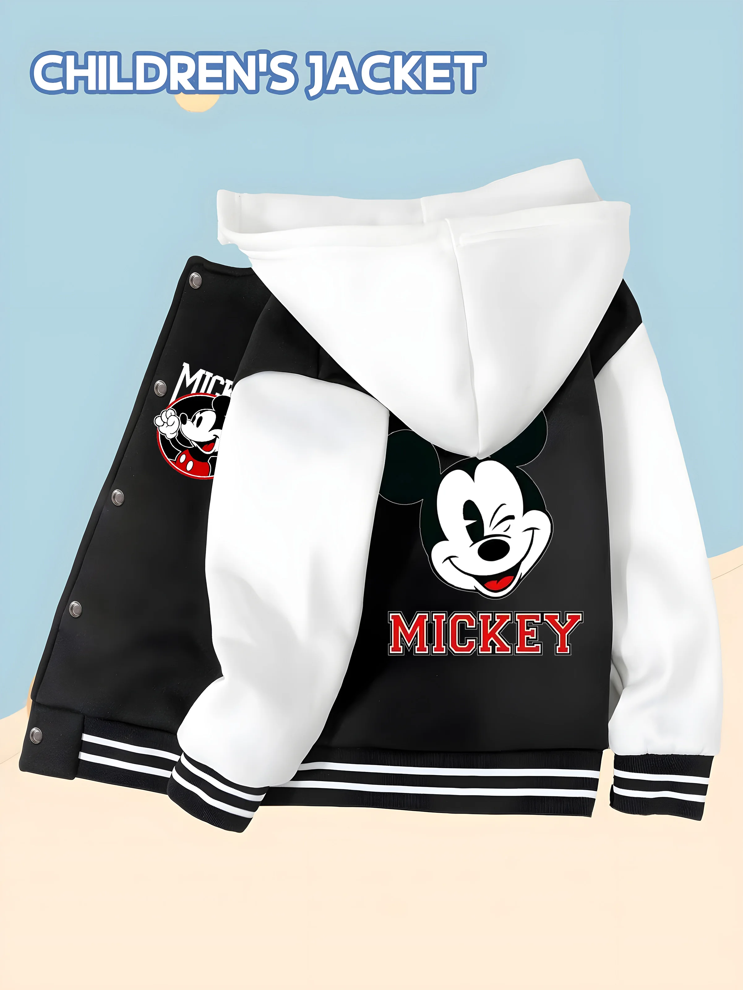 MINISO Disney Mickey Mouse Co-branded Kids Baseball Jacket - Double-sided Print Retro Trend Durable Soft Fabric Versatile
MINISO Disney Mickey Mouse Co-branded Kids Baseball Jacket - Double-sided Print Retro Trend Durable Soft Fabric Versatile