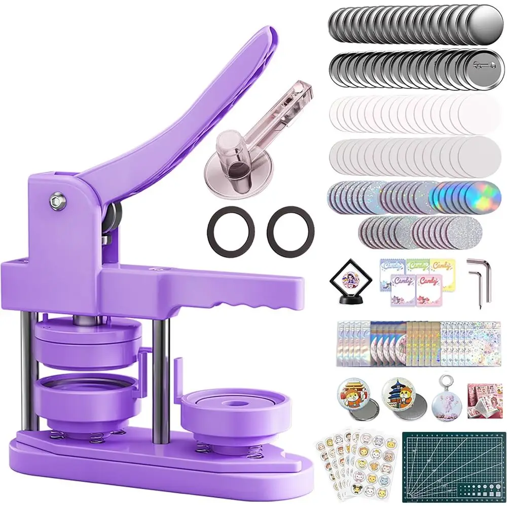 DIY Button Maker Kit with 100 Sets Supplies, Circle Cutter, and Bonus Accessories for Badges, Crafts, and School Projects
DIY Button Maker Kit with 100 Sets Supplies, Circle Cutter, and Bonus Accessories for Badges, Crafts, and School Projects