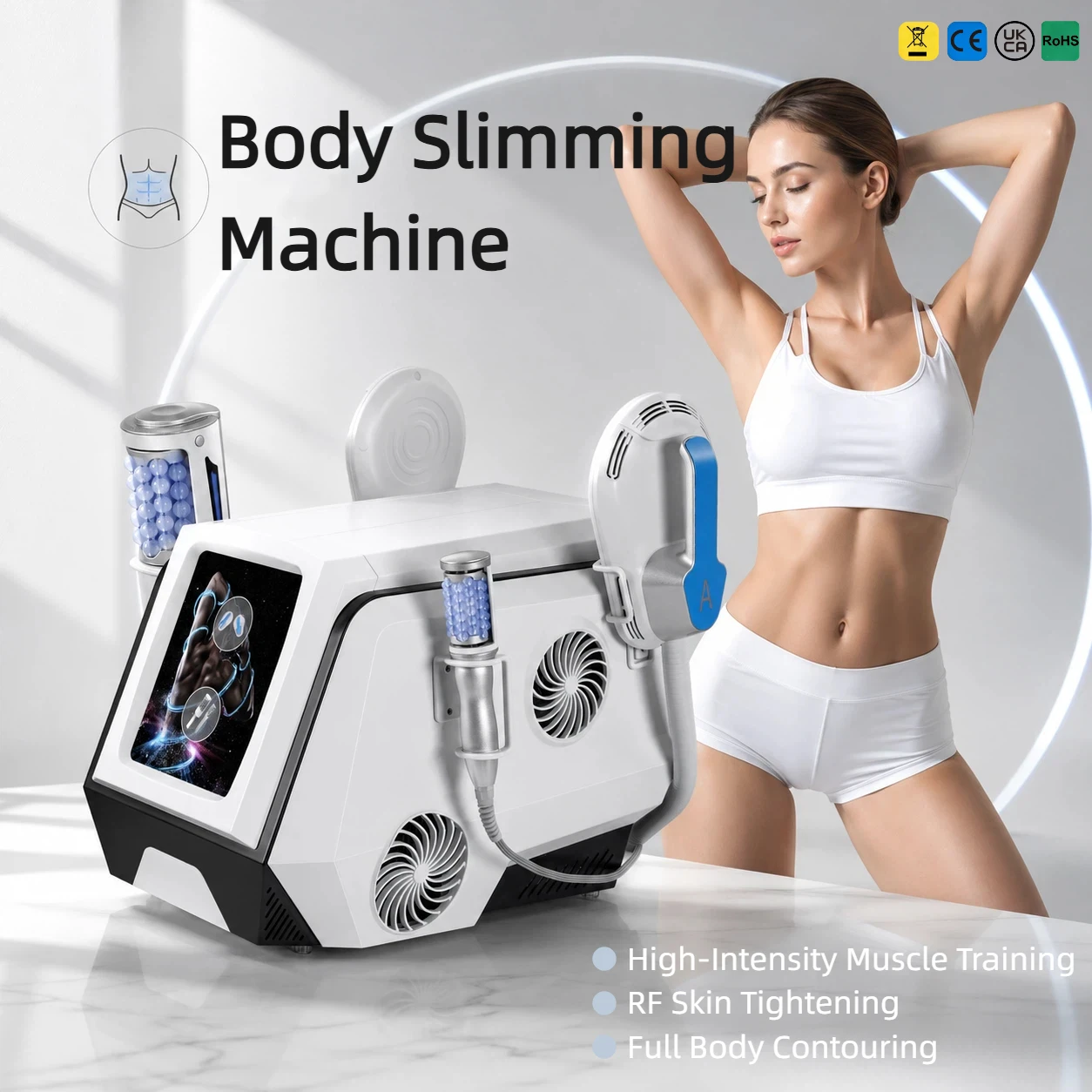 4 Handles EMS Body Sculpting Machine with Roller Handle & HIFM Handle,Muscle Stimulation Body Slimming Equipment Muscle Building
4 Handles EMS Body Sculpting Machine with Roller Handle & HIFM Handle,Muscle Stimulation Body Slimming Equipment Muscle Building