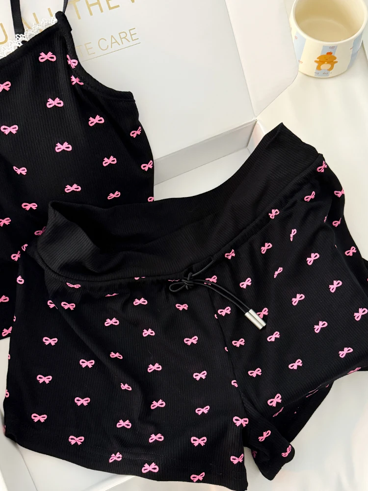 Sweet Heart Knot Lace Modal Spwear Set Women's Summer Home Clothes with Chest Pad ort Pants Two-Piece Set
Sweet Heart Knot Lace Modal Spwear Set Women's Summer Home Clothes with Chest Pad ort Pants Two-Piece Set