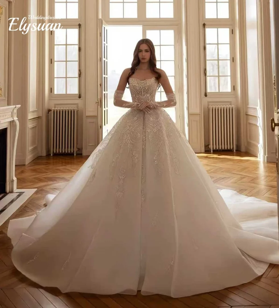 Customzied Strapless Sleeveless Beaded Elegant Wedding Dresses Vestidos de novia Removable Long Sleeves novias
Customzied Strapless Sleeveless Beaded Elegant Wedding Dresses Vestidos de novia Removable Long Sleeves novias