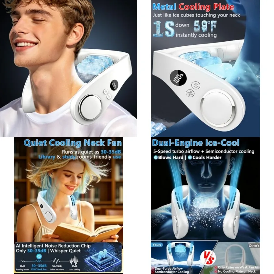 Neck Fan with Cooling Plate-24H Quiet Powerful Fans that Blow Cold Air-5 SpeedandPower LED Display-USB 5500mAh Bladeless Wearab
Neck Fan with Cooling Plate-24H Quiet Powerful Fans that Blow Cold Air-5 SpeedandPower LED Display-USB 5500mAh Bladeless Wearab