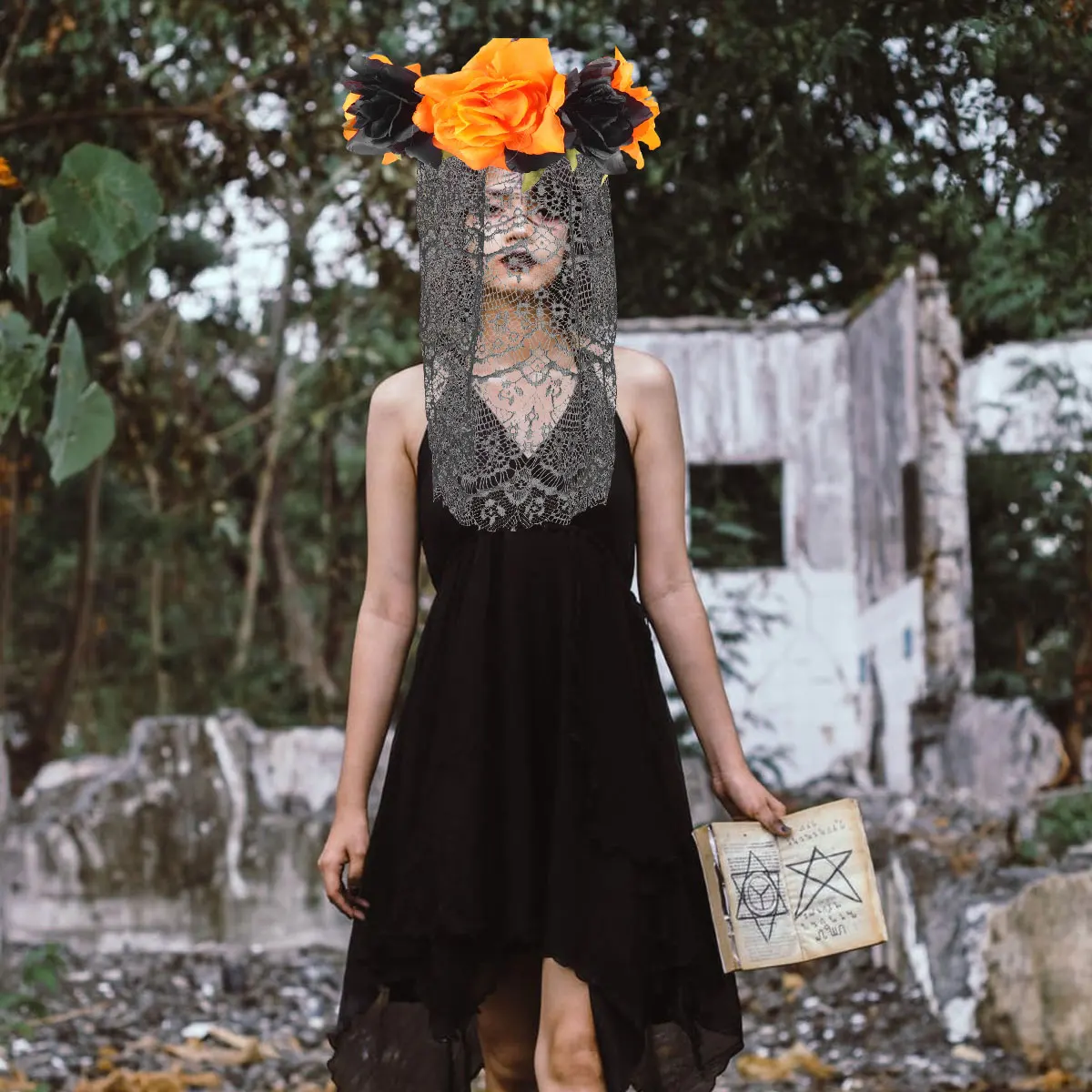 Halloween Flower Hair Hoops Party Headband Creative Artificial Flower Photo Props Lace Veil Hair Accessory (Black with Orange)
Halloween Flower Hair Hoops Party Headband Creative Artificial Flower Photo Props Lace Veil Hair Accessory (Black with Orange)