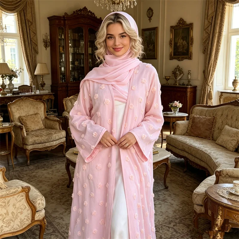 Ramadan Eid Abaya 3D Flower Modest Muslim Hijab Dress Embroidery Dubai Kaftan Women Kebaya Cardigan Kimono Islam Jalabiya Robe
Ramadan Eid Abaya 3D Flower Modest Muslim Hijab Dress Embroidery Dubai Kaftan Women Kebaya Cardigan Kimono Islam Jalabiya Robe