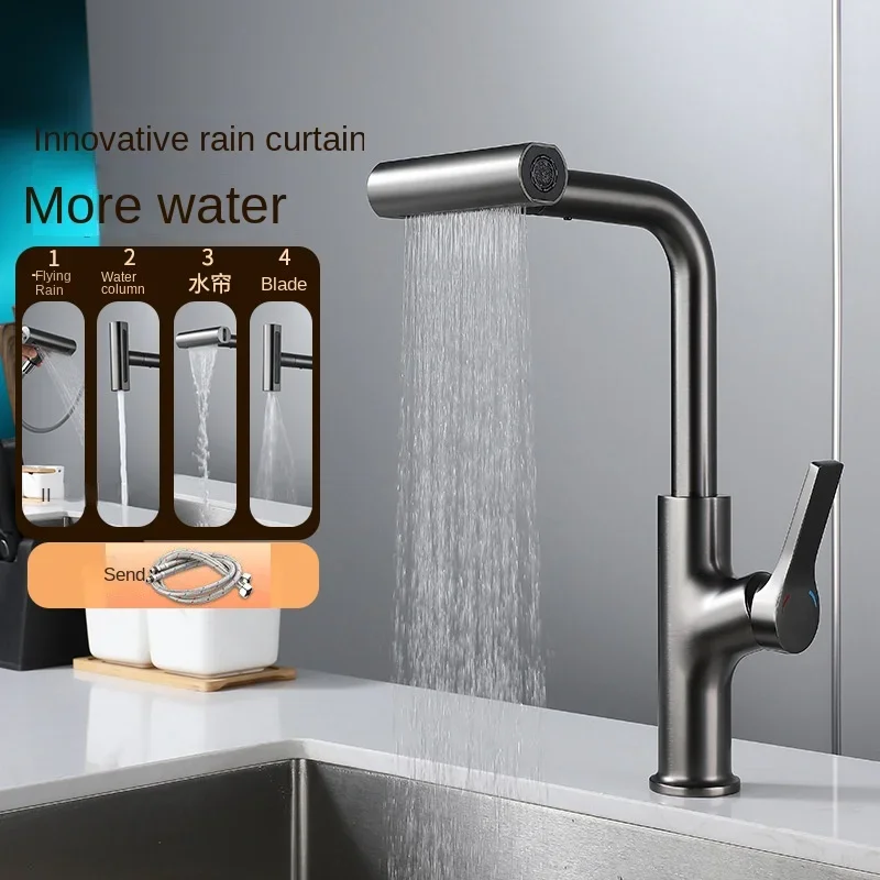 Copper Waterfall Rain Faucet Kitchen Pull-out Hot and Cold Washing Basin Sink Telescopic Multi-Function Faucet Gun Gray
Copper Waterfall Rain Faucet Kitchen Pull-out Hot and Cold Washing Basin Sink Telescopic Multi-Function Faucet Gun Gray
