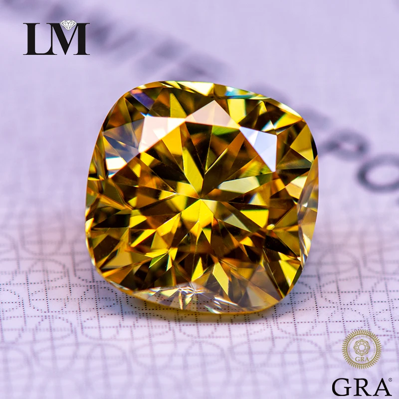 Moissanite Gemstone Cushion Cut Golden Yellow Color Lab Grow Diamond For DIY Charm Jewelry Making Materials With GRA Certificate
Moissanite Gemstone Cushion Cut Golden Yellow Color Lab Grow Diamond For DIY Charm Jewelry Making Materials With GRA Certificate