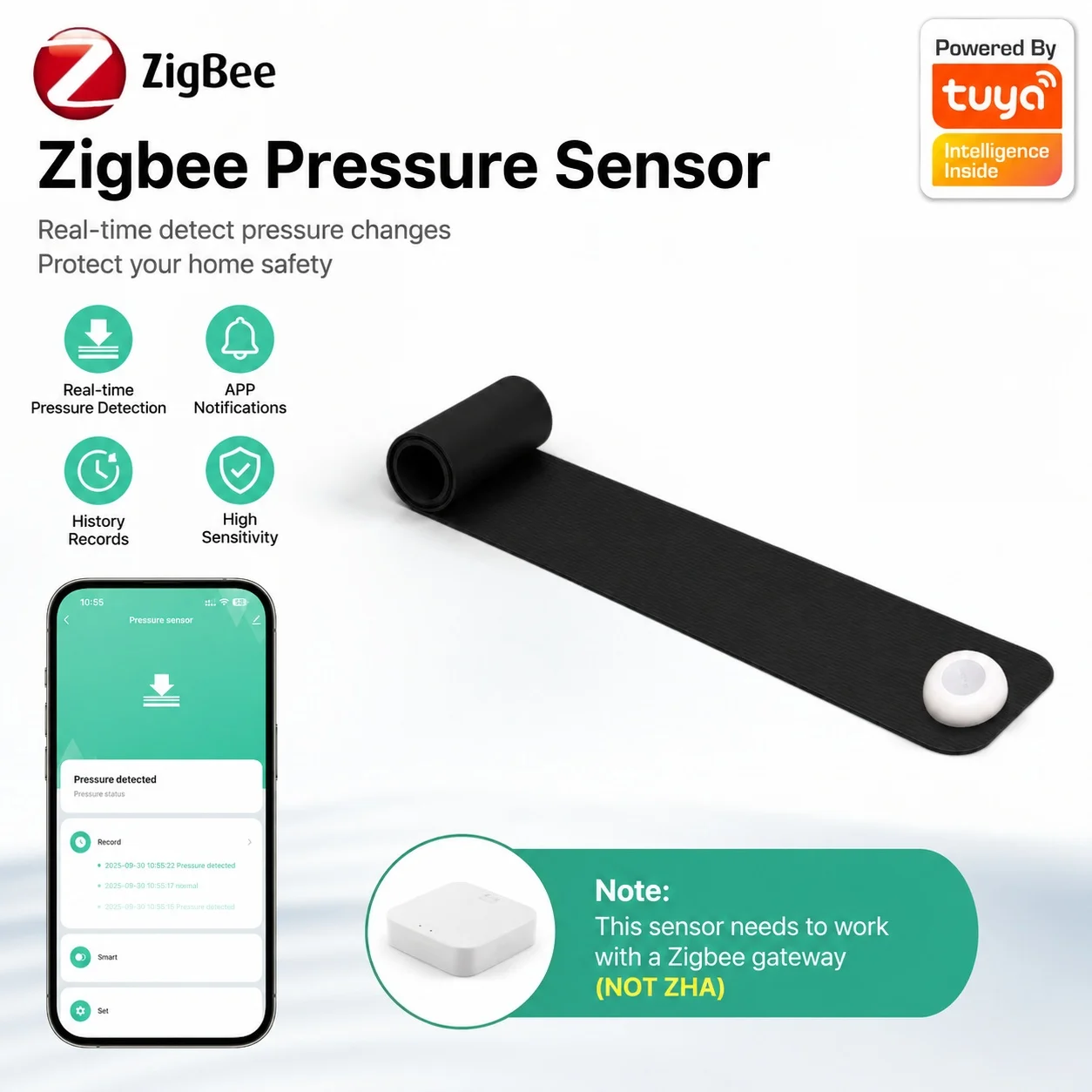 Zigbee Pressure Senor Occupancy/Presence Detector Stress Belt Hidden In Bed/Sofa Tuya Smart Life Home Automation Battery Powered
Zigbee Pressure Senor Occupancy/Presence Detector Stress Belt Hidden In Bed/Sofa Tuya Smart Life Home Automation Battery Powered