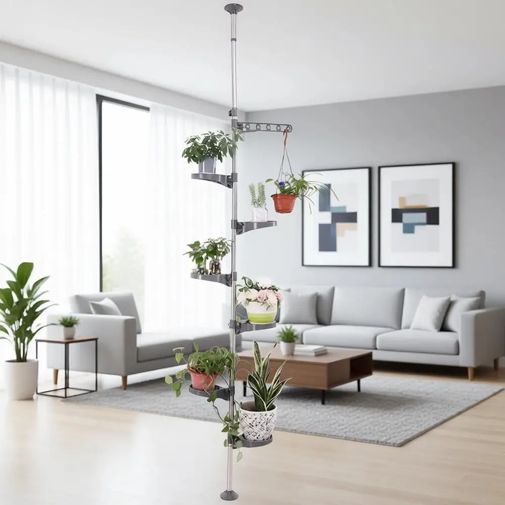 Grey 7-Tier Expandable Indoor Plant Pole Rack with Spring Tension Rod for Pots Display and Storage
Grey 7-Tier Expandable Indoor Plant Pole Rack with Spring Tension Rod for Pots Display and Storage