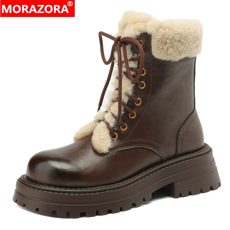 MORAZORA Genuine Leather Boots Women Platform Winter Boots Wool Warm Snow Boots Fashion Short Ankle Boots Female Shoes
MORAZORA Genuine Leather Boots Women Platform Winter Boots Wool Warm Snow Boots Fashion Short Ankle Boots Female Shoes