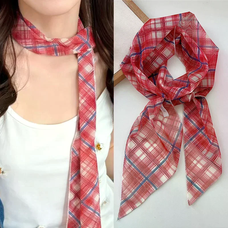 Korean Long Scarves Plaid Floral Print Lightweight Lace Mesh Scarf Versatile Neck Accessory Hair Scarf Neckerchief
Korean Long Scarves Plaid Floral Print Lightweight Lace Mesh Scarf Versatile Neck Accessory Hair Scarf Neckerchief