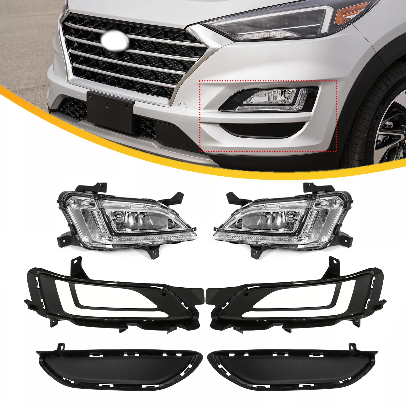 DRL Front Bumper Fog Lights Lamps Set Pair fit 2019 2020 2021 Hyundai Tucson
DRL Front Bumper Fog Lights Lamps Set Pair fit 2019 2020 2021 Hyundai Tucson