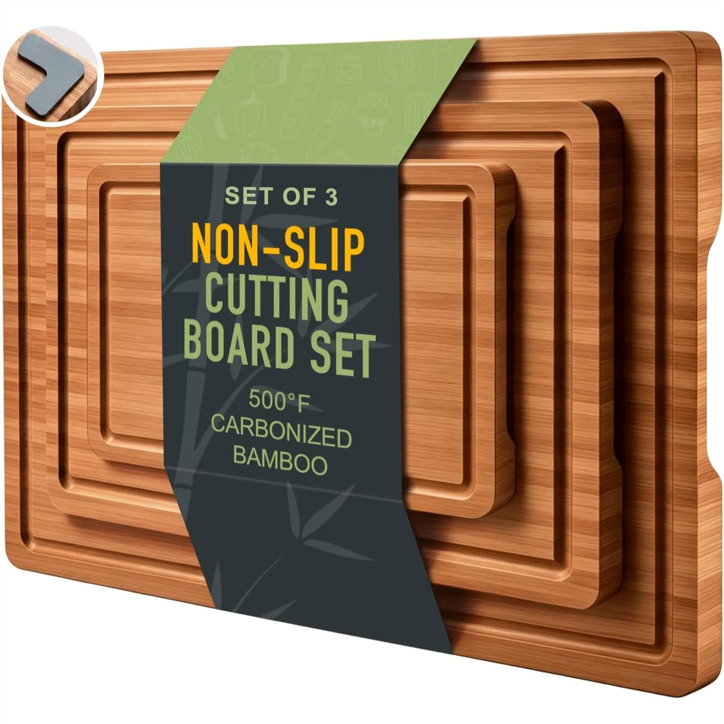 3 Pack Bamboo Cutting Board Set with Non-Slip Rubber Feet, Multi-Sized for Kitchen Chopping, Meat, Bread, and Charcuterie
3 Pack Bamboo Cutting Board Set with Non-Slip Rubber Feet, Multi-Sized for Kitchen Chopping, Meat, Bread, and Charcuterie