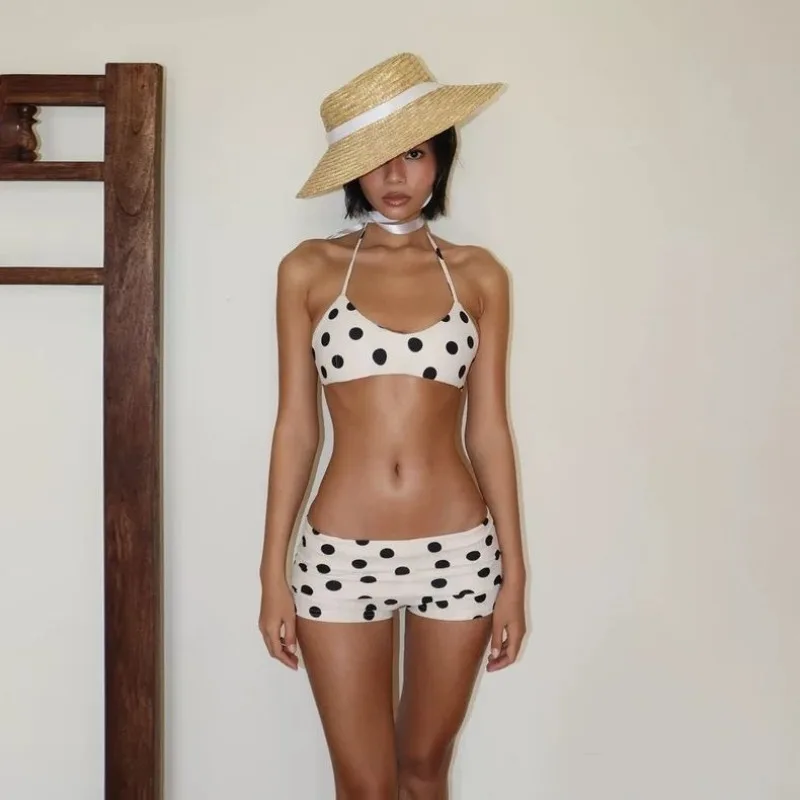 European American Sexy Style 2 Pieces Sets Women Summer Holiday Polka Dot Design Hotsweet All-match Camisole Shorts Y2k Outfits
European American Sexy Style 2 Pieces Sets Women Summer Holiday Polka Dot Design Hotsweet All-match Camisole Shorts Y2k Outfits