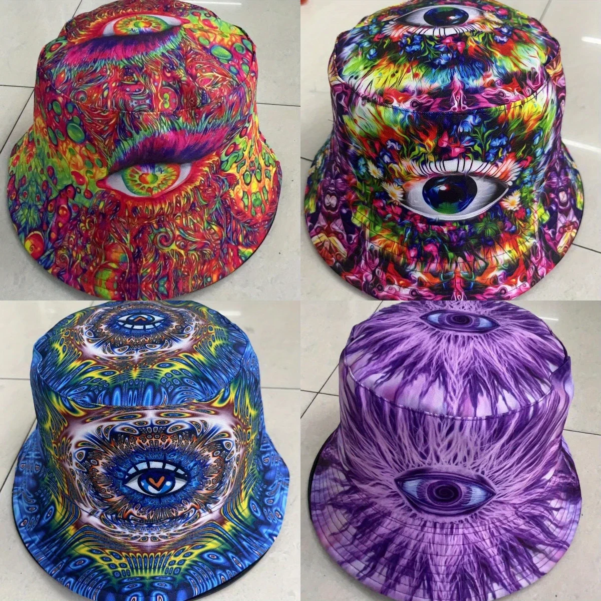 Personalized Halloween Hat Devil's Eye Pattern Fisherman's Hat Cartoon Graffiti Double Sided Bucked Hat for Man's and Woman's
Personalized Halloween Hat Devil's Eye Pattern Fisherman's Hat Cartoon Graffiti Double Sided Bucked Hat for Man's and Woman's